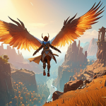 **

"A vast, vibrant landscape in the style of an MMORPG. A winged character soars through the air, bathed in ethereal light. Focus is on the wings and the character's gear, emphasizing speed and efficiency. Subtle UI elements hint at Aether levels and consumption rates. Warm, inviting color palette."

**