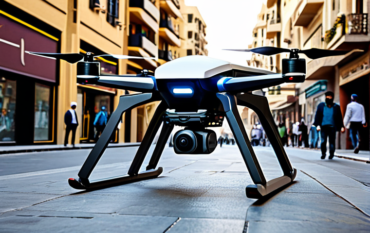 **

A modern, fully clothed drone powered by ionic propulsion, silently delivering a package in a bustling Middle Eastern city. The drone is sleek and futuristic, flying above a busy street filled with pedestrians in traditional and modern clothing. Focus on the architectural details of the buildings and the vibrant street life. Safe for work, appropriate content, professional, modest, perfect anatomy, natural proportions.

**