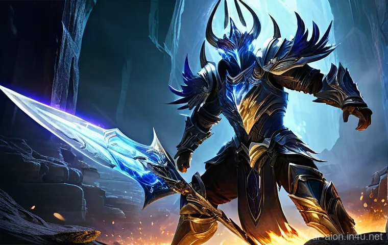 아이온 클래스 스킬 비교 - **Aion Warrior's Fury in the Abyss:** A male Aion Gladiator, fully clad in heavy, ornate plate armor...